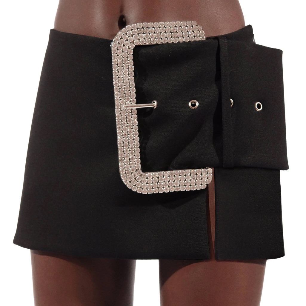 Crystal Buckle Mini Skirt - Area